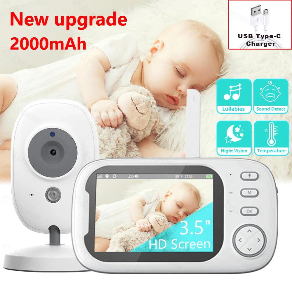 Wireless Video Baby Monitor - 3.5" with Night Vision, Temperature Monitoring & 2-Way Audio