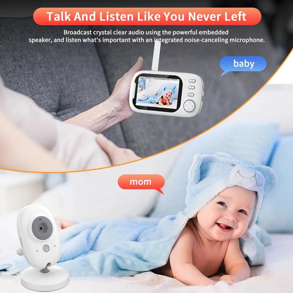 Wireless Video Baby Monitor - 3.5" with Night Vision, Temperature Monitoring & 2-Way Audio